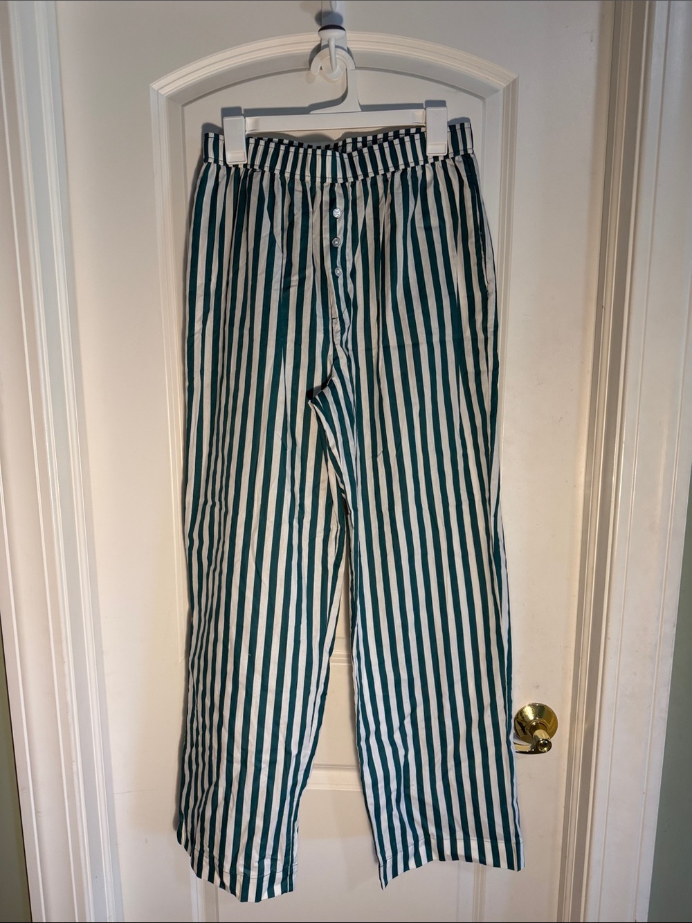 Grayson Threads Green and White Vertical-Stripe pants
